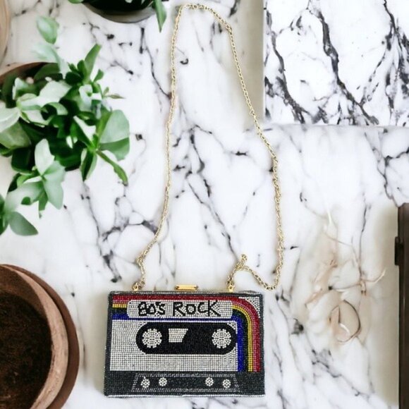 Women's NWOT Retro Radio Shape Crossbody Shoulder Chain Bag Rhinestone Metal - Picture 14 of 14